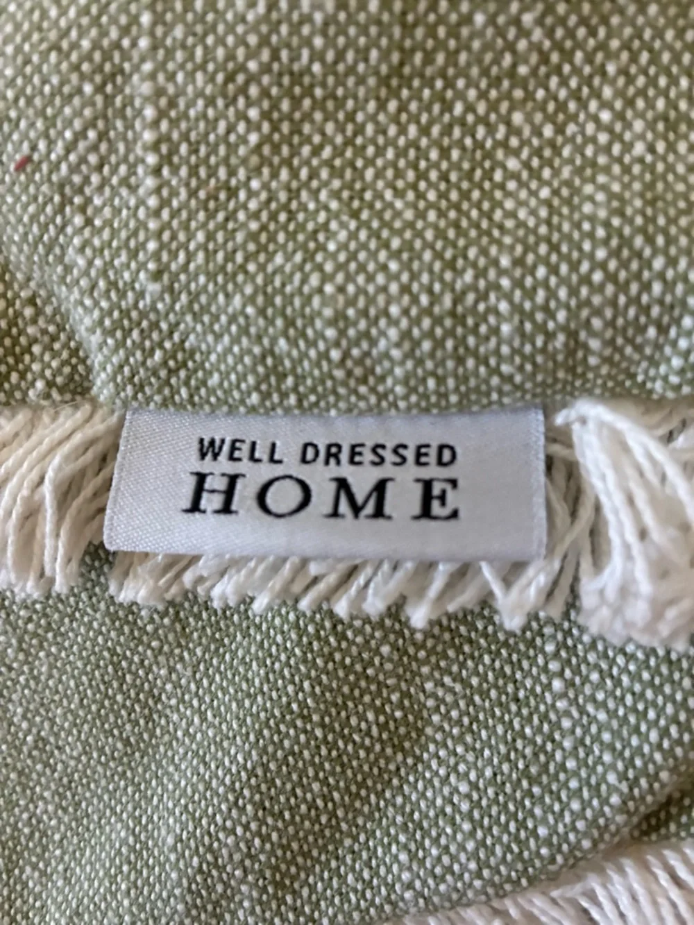 Well Dressed Home Sage Green Stripe Pillow Covers Fringe Cottagecore Shabby Chic